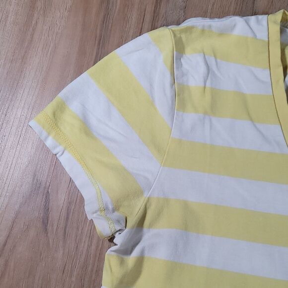 🔺️Gap Yellow & White Stripe Short Sleeve Top Small - Picture 3 of 9